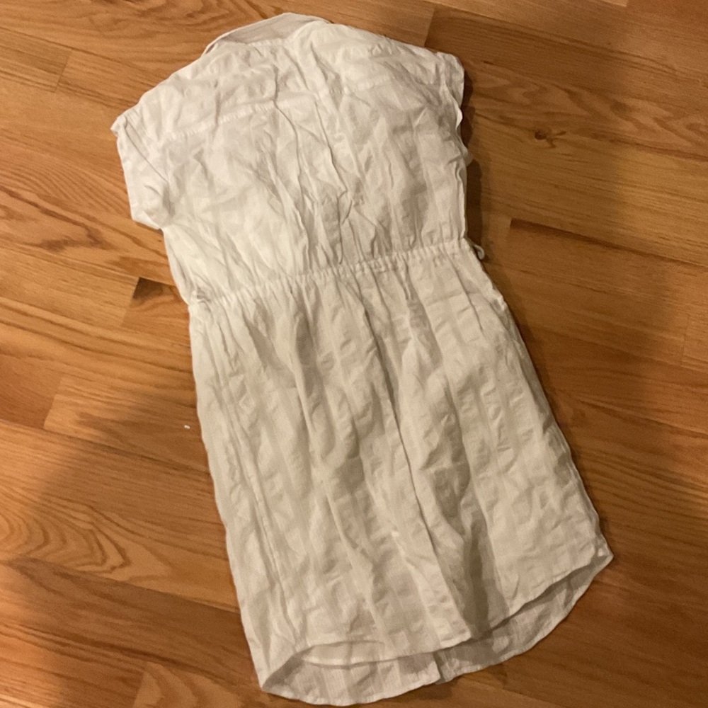 J. Crew White Linen Mini Dress missing belt button front cotton summer - Picture 8 of 8